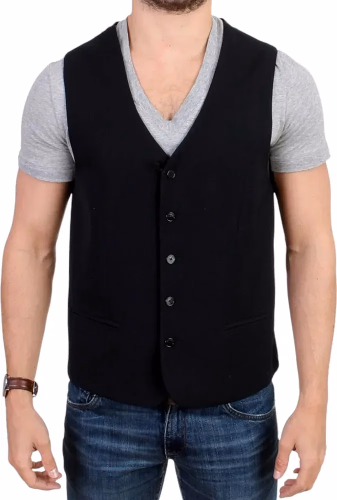 Costume National Black wool blend casual vest