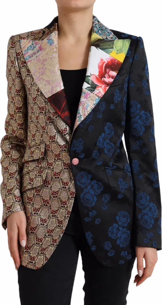 Dolce & Gabbana Multicolor Floral Patchwork Jacquard Jacket