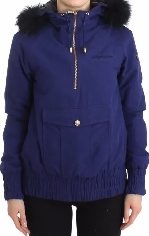 GF Ferre Blue Padded Jacket Hooded Short K-Way
