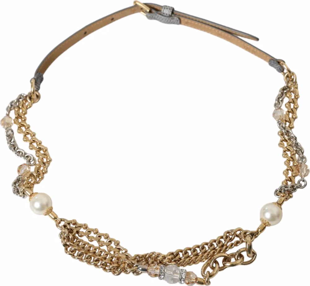 Dolce & Gabbana Blue Braided Gold Brass Chain Waist Belt