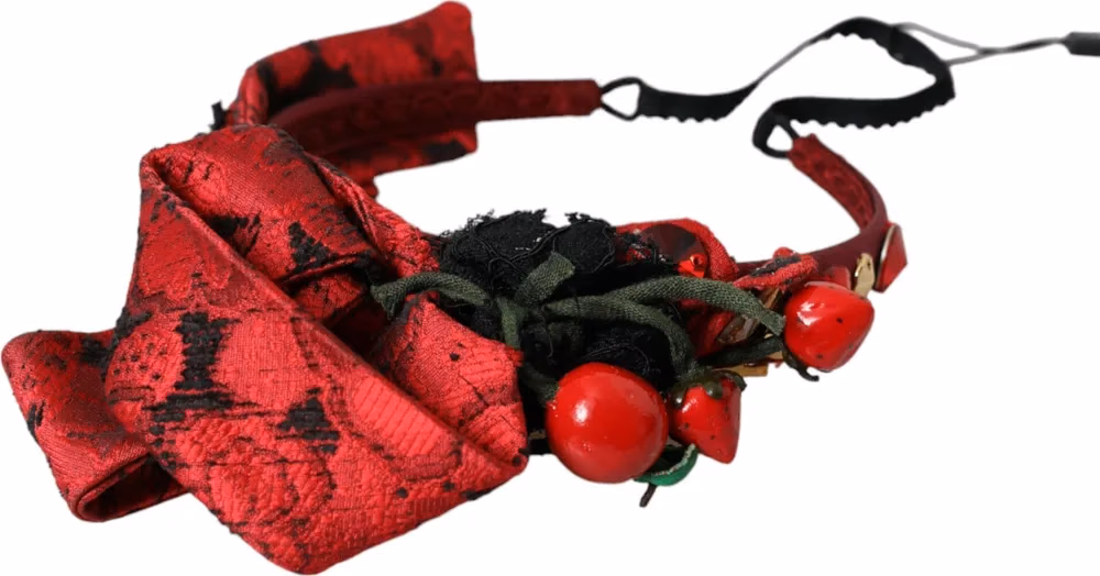 Dolce & Gabbana Red Cherry Sicily Embellished Women Hairband Diadem