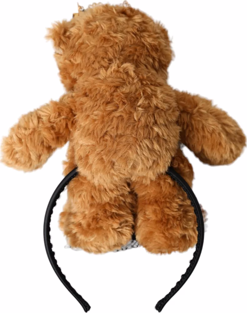 Dolce & Gabbana Brown Teddy Bear Gold Crystal Crown Hair Band Diadem