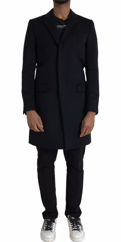 Dolce & Gabbana Black Single Breasted Trench Coat Jacket