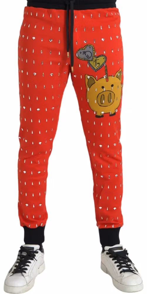 Dolce & Gabbana Red Year Of The Pig Jogger Sweatpants Pants