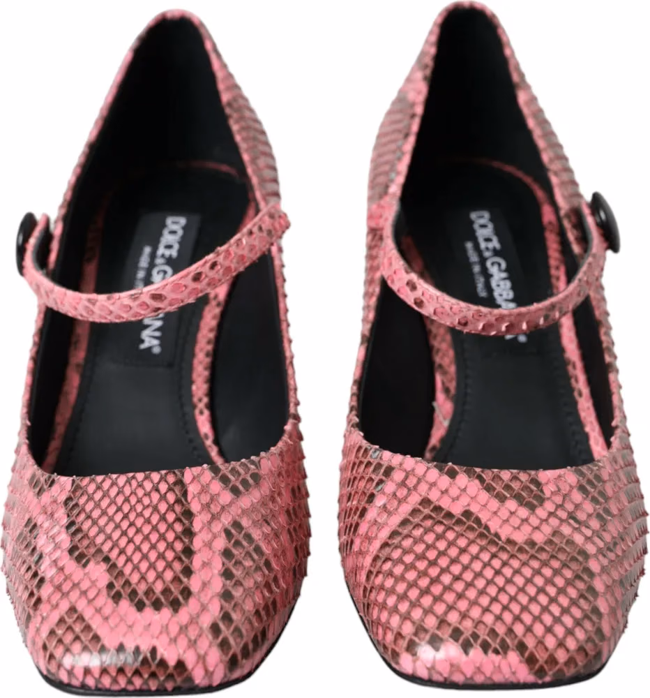 Dolce & Gabbana Pink Python Leather Mary Jane Heels Shoes