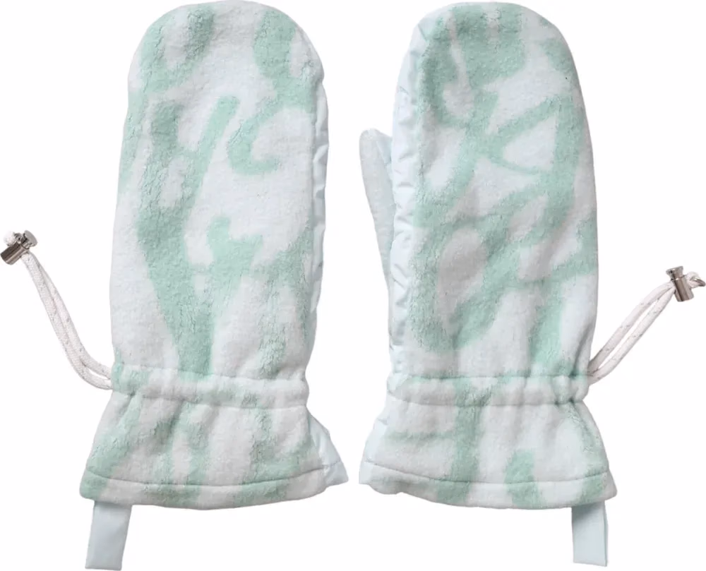 Dolce & Gabbana White Nylon Fleece Wrist Length Mitten Gloves