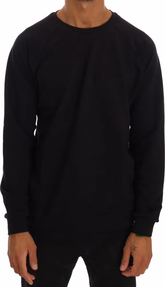 Daniele Alessandrini Black Crewneck Cotton Pullover Sweater