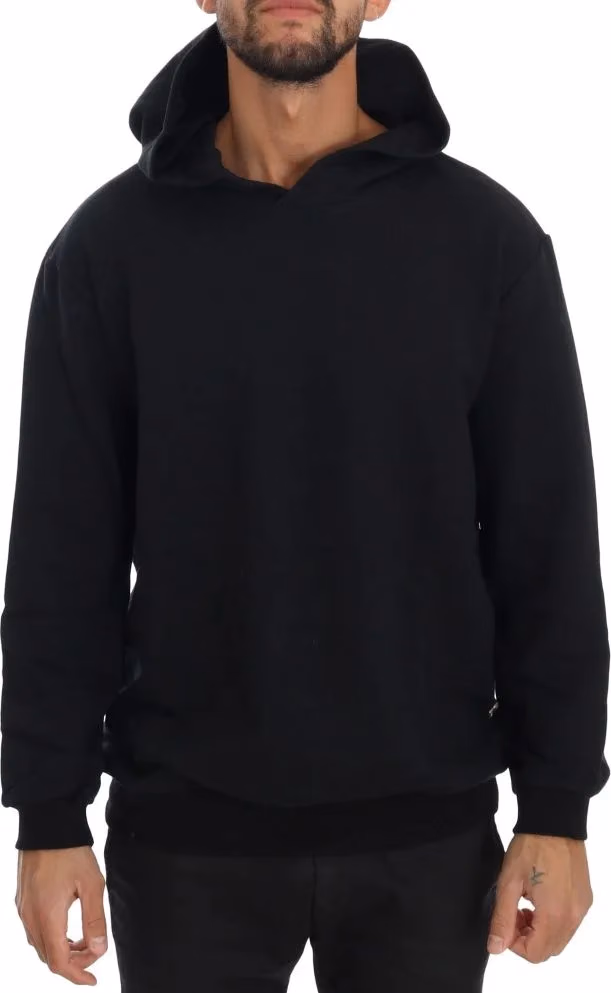 Daniele Alessandrini Black Gym Casual Hooded Cotton Sweater