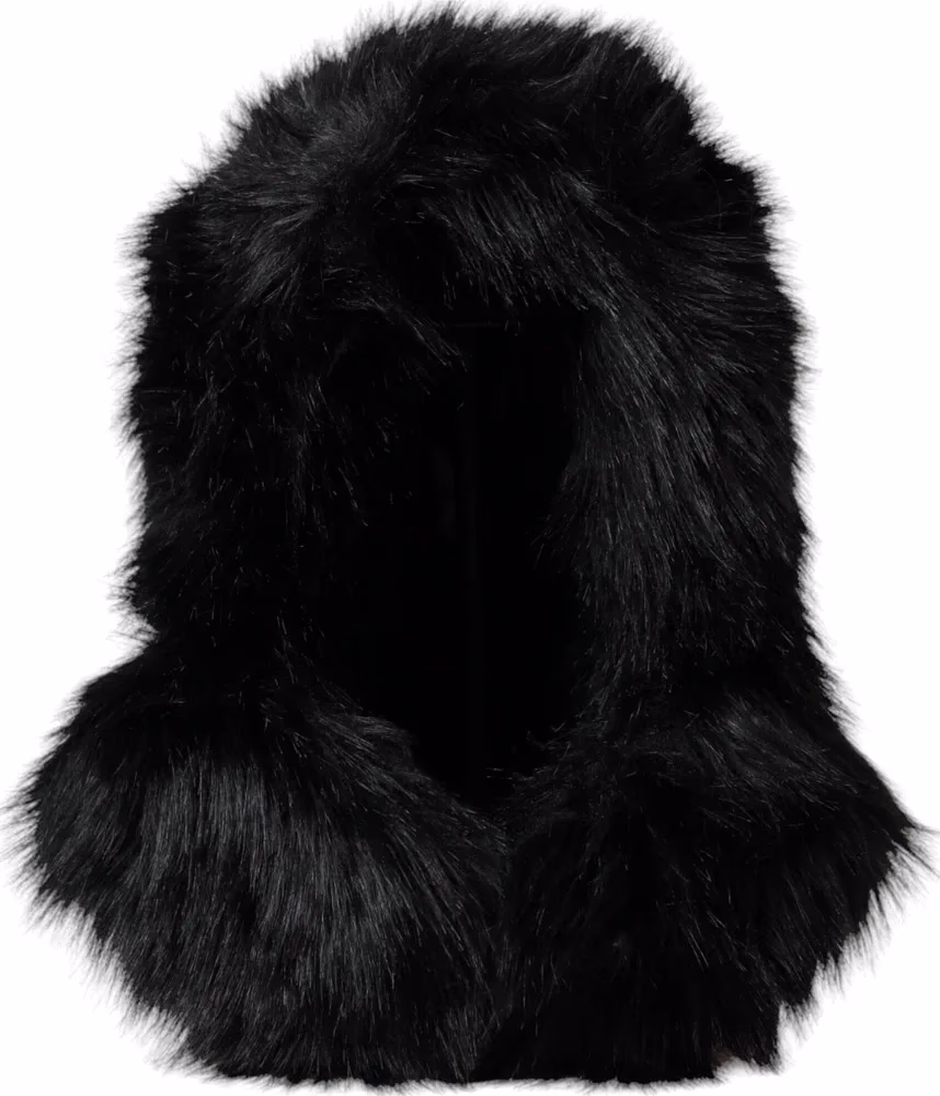 Dolce & Gabbana Black Faux Fur Whole Head Wrap Hat