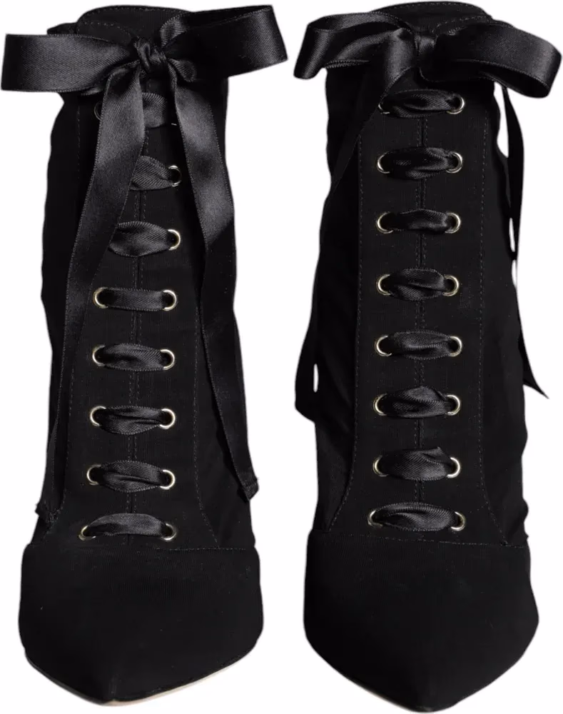Dolce & Gabbana Black Jersey Stretch Ankle Booties Shoes
