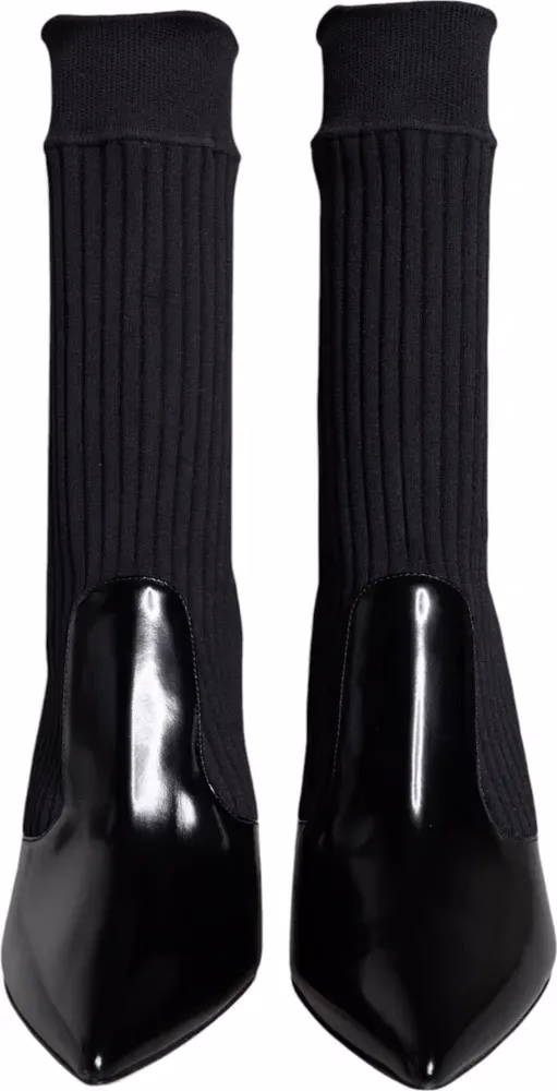 Dolce & Gabbana Black Stretch Stilettos Booties Socks Shoes