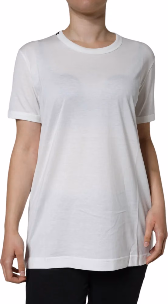 Dolce & Gabbana White Cotton Crew Neck Short Sleeve T-shirt
