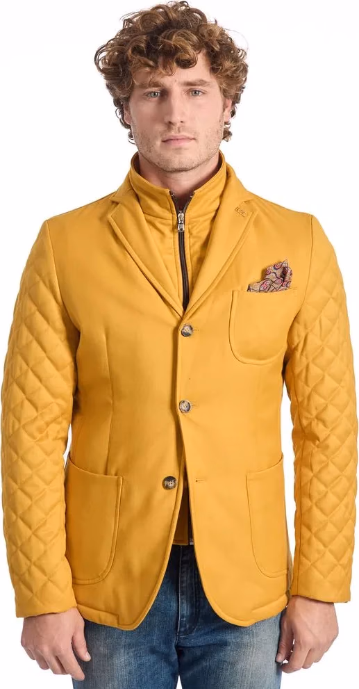 Roberto Pepe Luxury Yellow Wool Men's Jacket