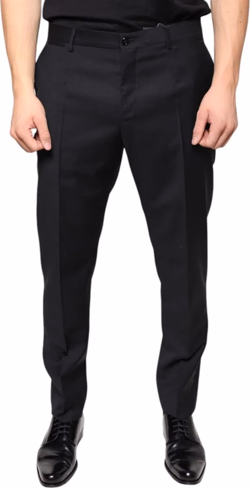 Dolce & Gabbana Black Wool Skinny Men Dress Pants