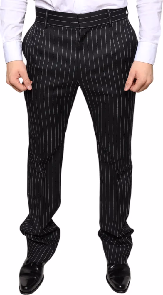 Dolce & Gabbana Black Stripes Skinny Men Dress Pants