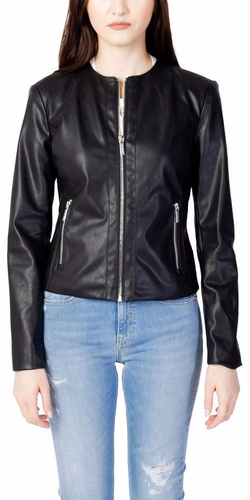 Armani Exchange Black Polyester Leather Jacket