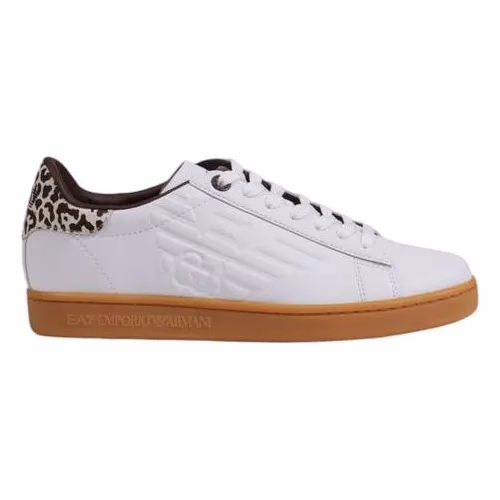 EA7 Emporio Armani Beige Leather Low Top Sneakers