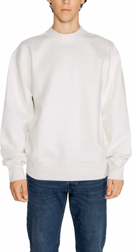 Calvin Klein Jeans White Recycled Cotton Sweatshirt