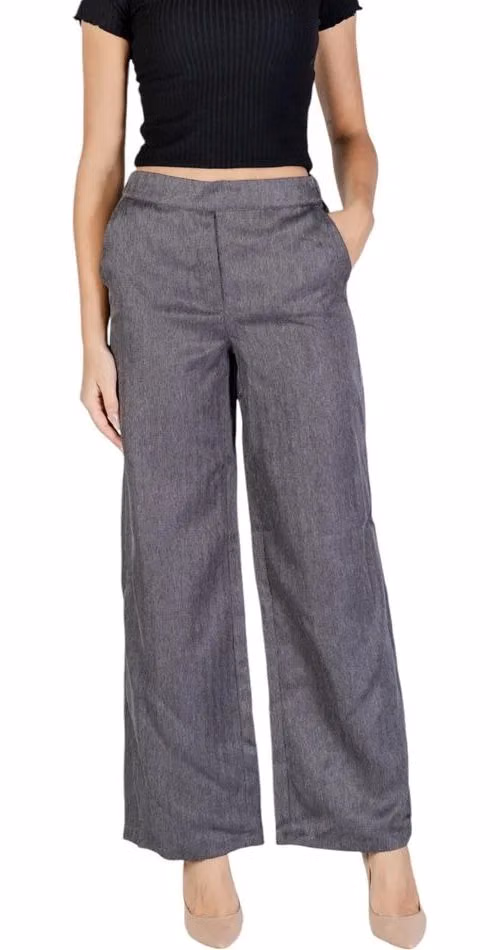 Jacqueline De Yong Gray Polyester Casual Pants