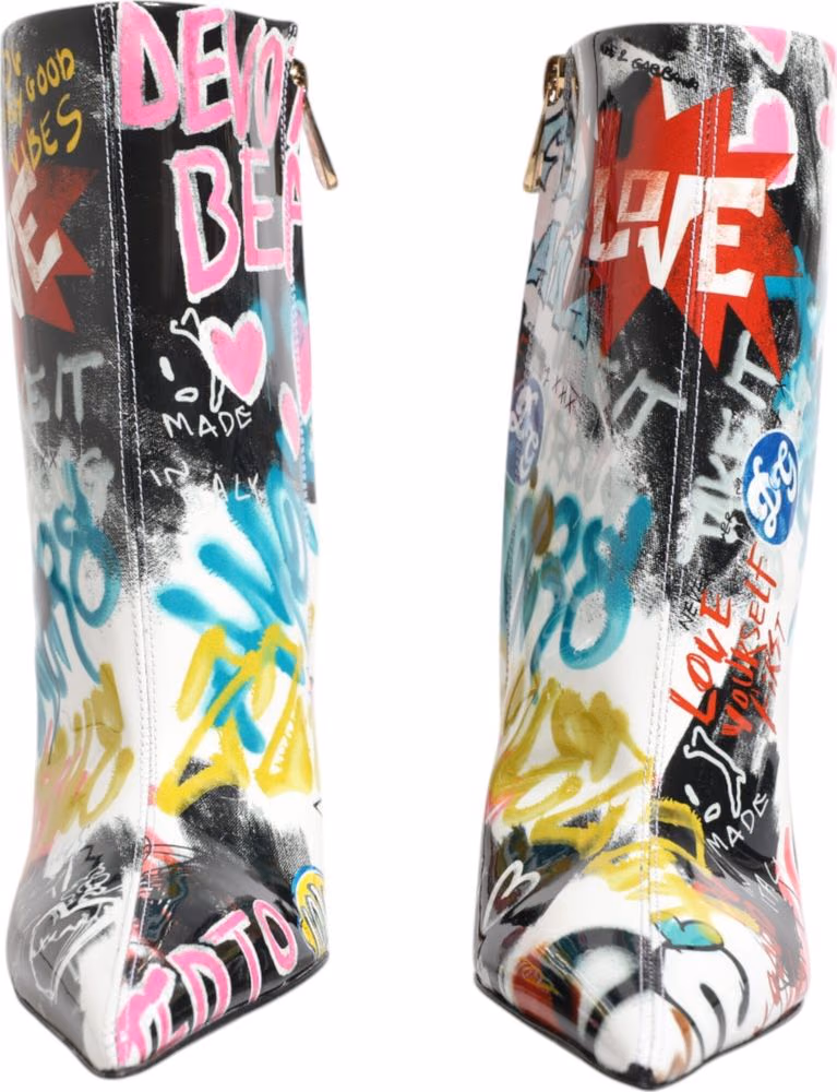 Dolce & Gabbana Multicolor Graffiti Keira Mid Calf Boots Shoes
