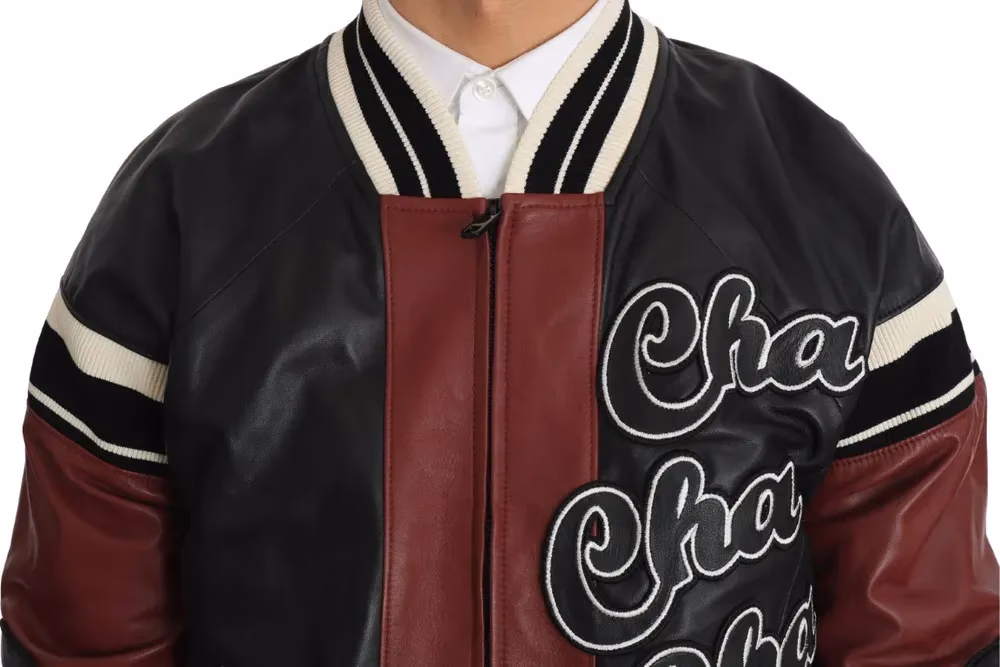 Dolce & Gabbana Leather Club Lounge Black Red Jacket