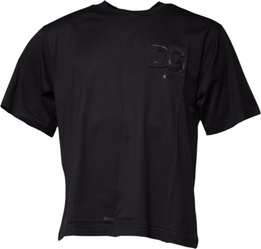 Dolce & Gabbana Black DG Logo Print Cotton Crew Neck T-shirt