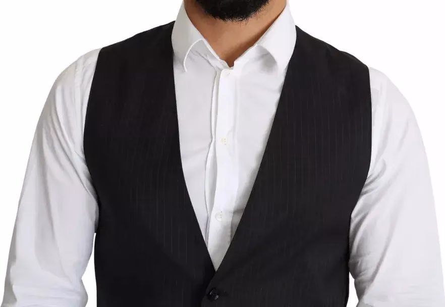 Dolce & Gabbana Black Men Formal STAFF Dress Waistcoat Vest