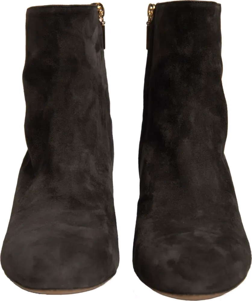 Dolce & Gabbana Black Embellished Heel Ankle Boots Shoes