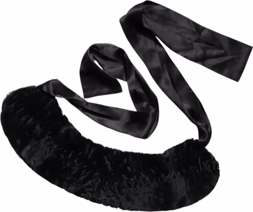 Dolce & Gabbana Black Lamb Fur Women Neck Warmer Winter Scarf