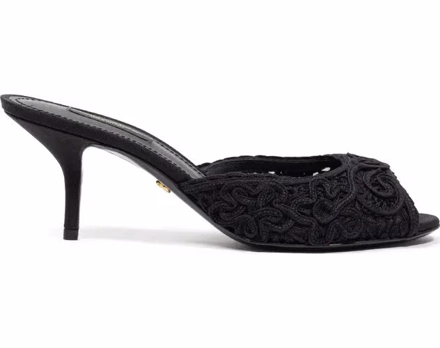 Dolce & Gabbana Black Cotton Mules