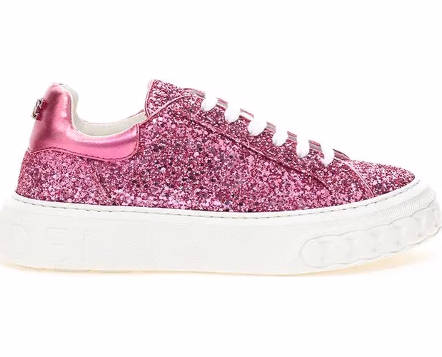 Casadei Fuchsia Fabric And Leather Low Top Sneakers