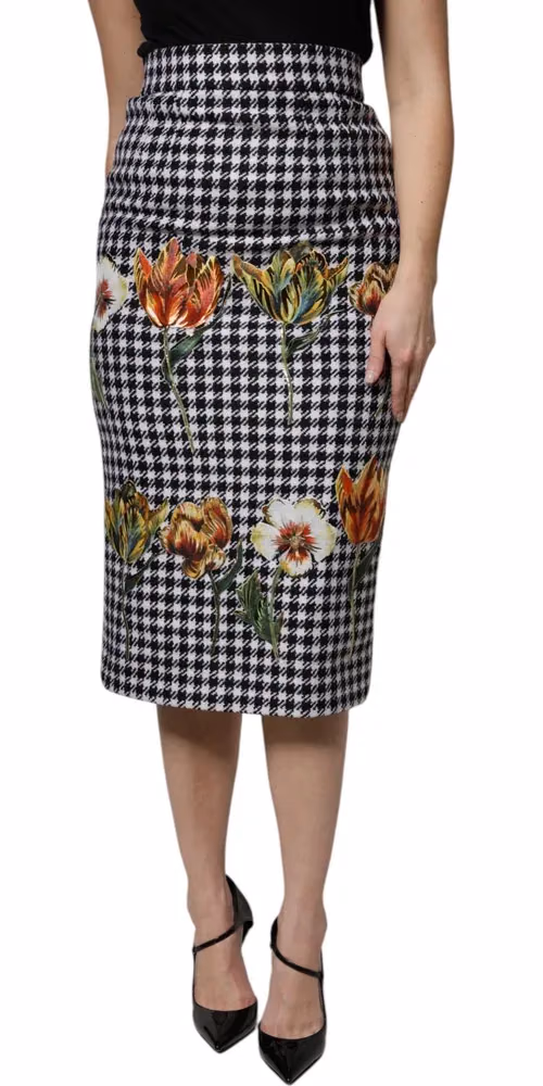 Dolce & Gabbana Multicolor Floral Print High Waist Pencil Cut Skirt