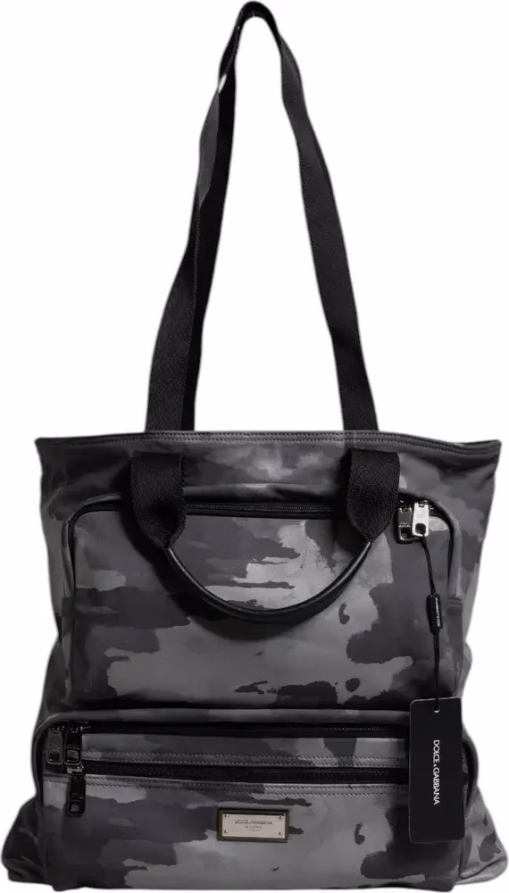 Dolce & Gabbana Black Camouflage Shoulder Strap Logo Plaque Bag