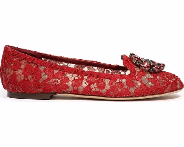 Dolce & Gabbana Red Viscose Ballet Flats