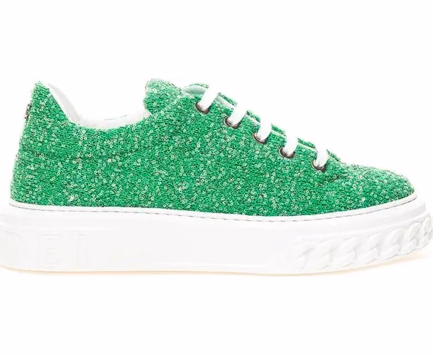 Casadei Green Fabric And Leather Athletic Sneakers