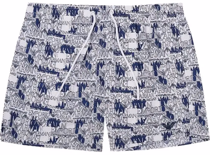 Emporio Armani White Polyester Swim Shorts