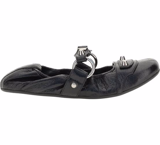 Balenciaga Black Calf Leather Bos Taurus Ballet Flats