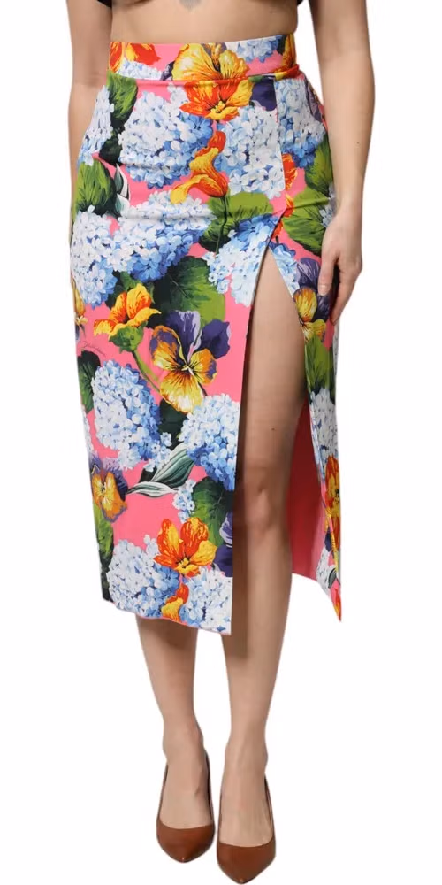 Dolce & Gabbana Multicolor Floral High Waist Midi Skirt