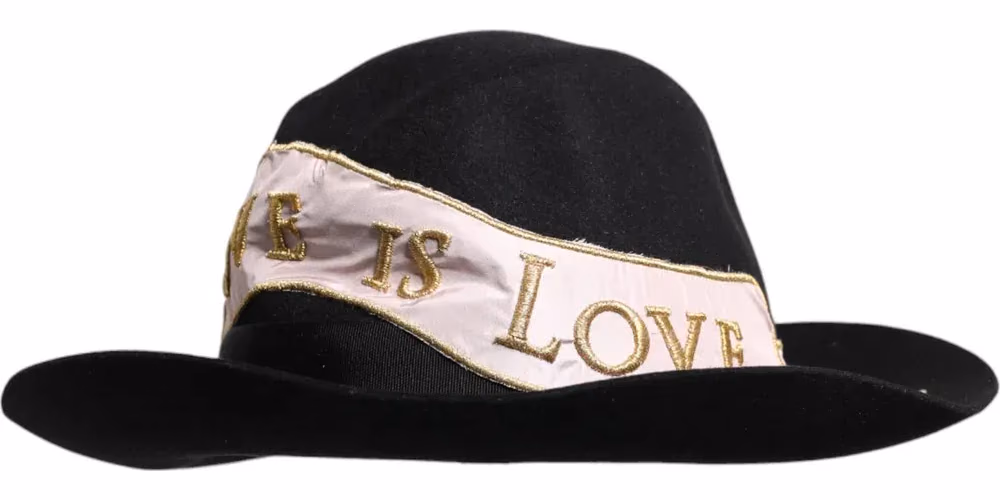 Dolce & Gabbana Black Logo Embroidered Women Wide Brim Hat
