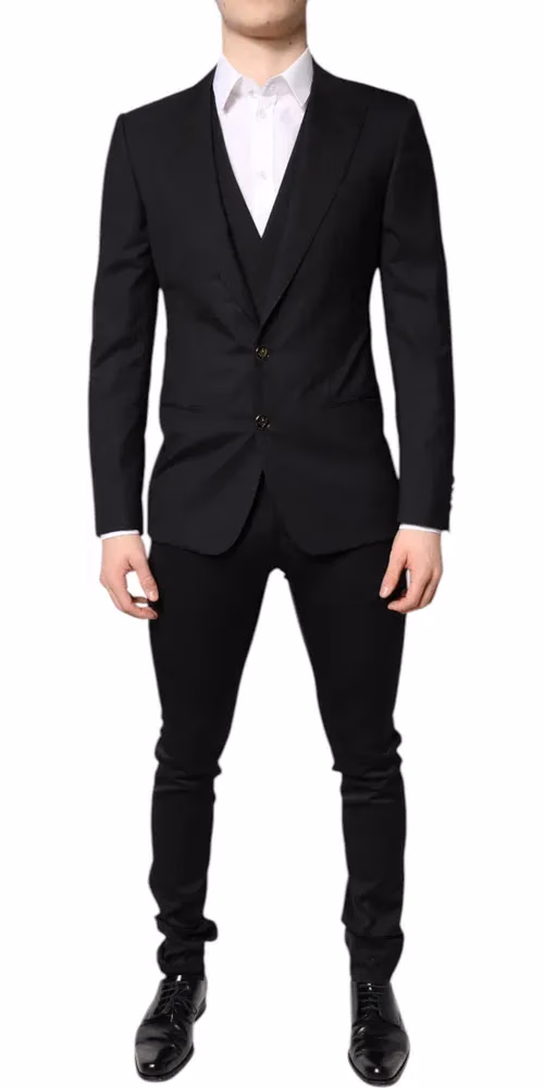 Dolce & Gabbana Black Single Breasted Formal Blazer with Vest