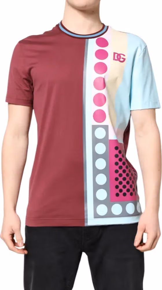Dolce & Gabbana Multicolor Printed Logo Short Sleeve T-shirt