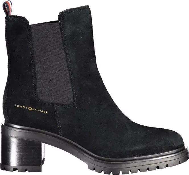 Tommy Hilfiger Black Leather Women Boot