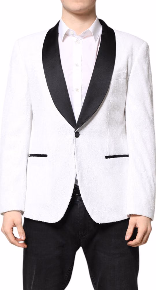 Dolce & Gabbana White Nylon Single Breasted Coat Blazer