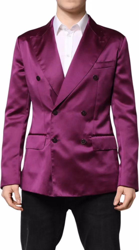 Dolce & Gabbana Purple Double Breasted Men Suit Coat Blazer