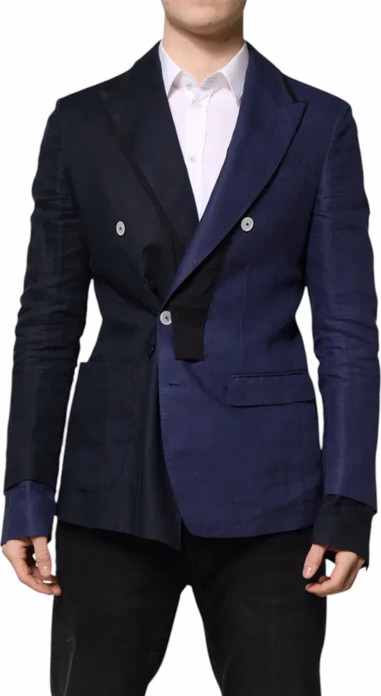 Dolce & Gabbana Navy Blue Double Breasted Suit Coat Blazer