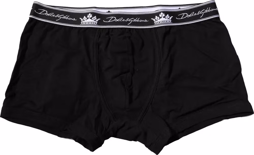 Dolce & Gabbana Black Cotton Stretch Regular Boxer Underwear