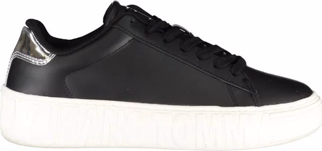 Tommy Hilfiger Black Leather Women Sneaker