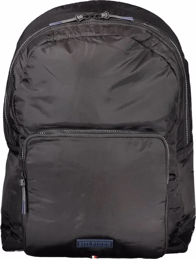 Tommy Hilfiger Black Polyurethane Men Backpack