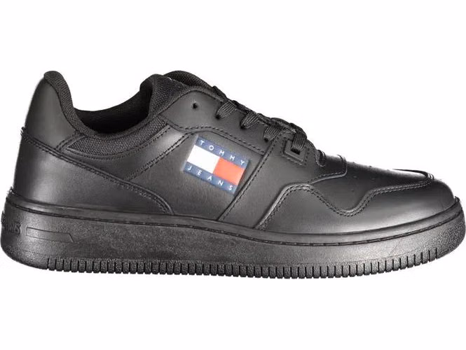 Tommy Hilfiger Black Leather Women Sneaker