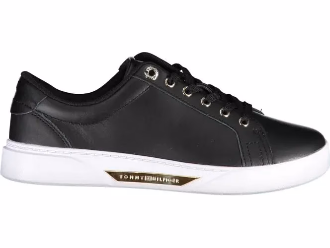 Tommy Hilfiger Black Leather Women Sneaker
